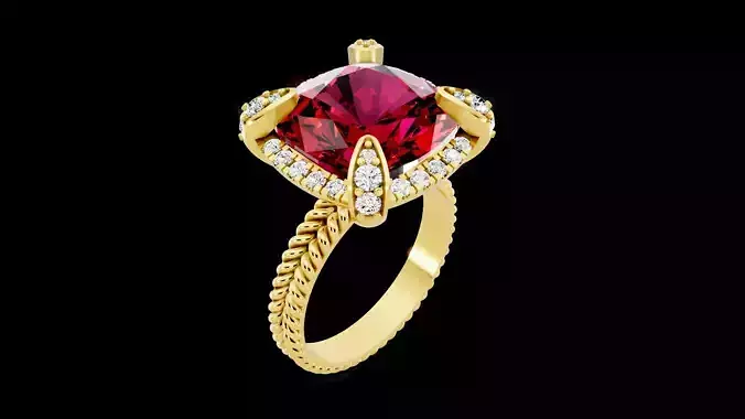 cushion diamond ring jewelry for woman with render details