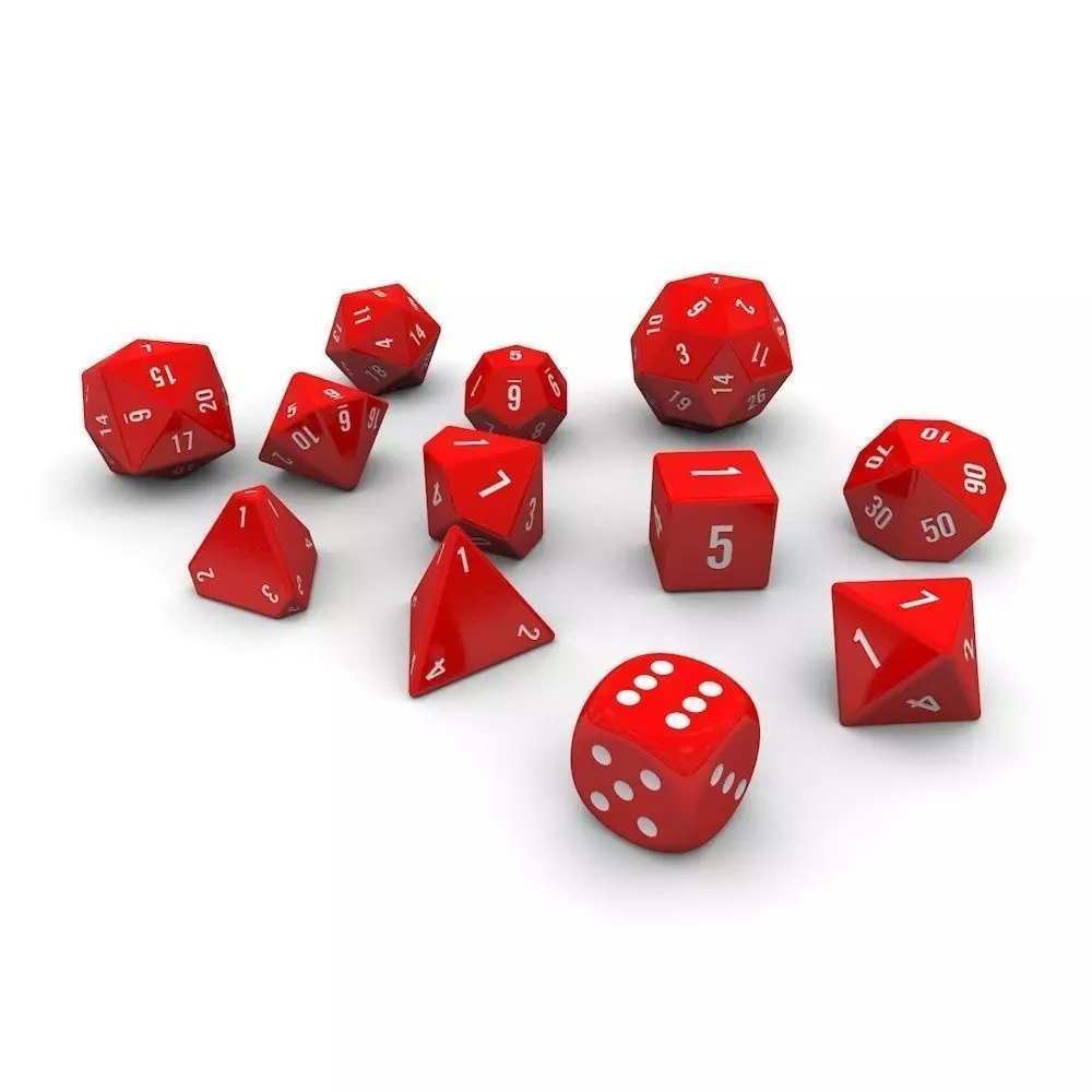 Polyhedral Dice Set - Red Low-poly 3D model_0