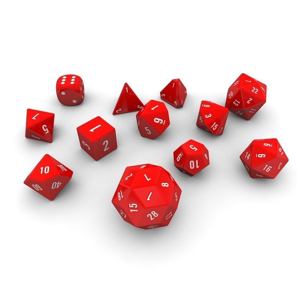 Polyhedral Dice Set - Red Low-poly 3D model_3