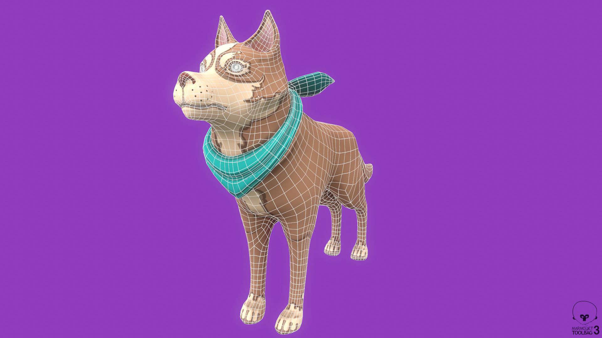 Stylized Light Brown Seberian Husky for Games and Animation Low-poly 3D model_6