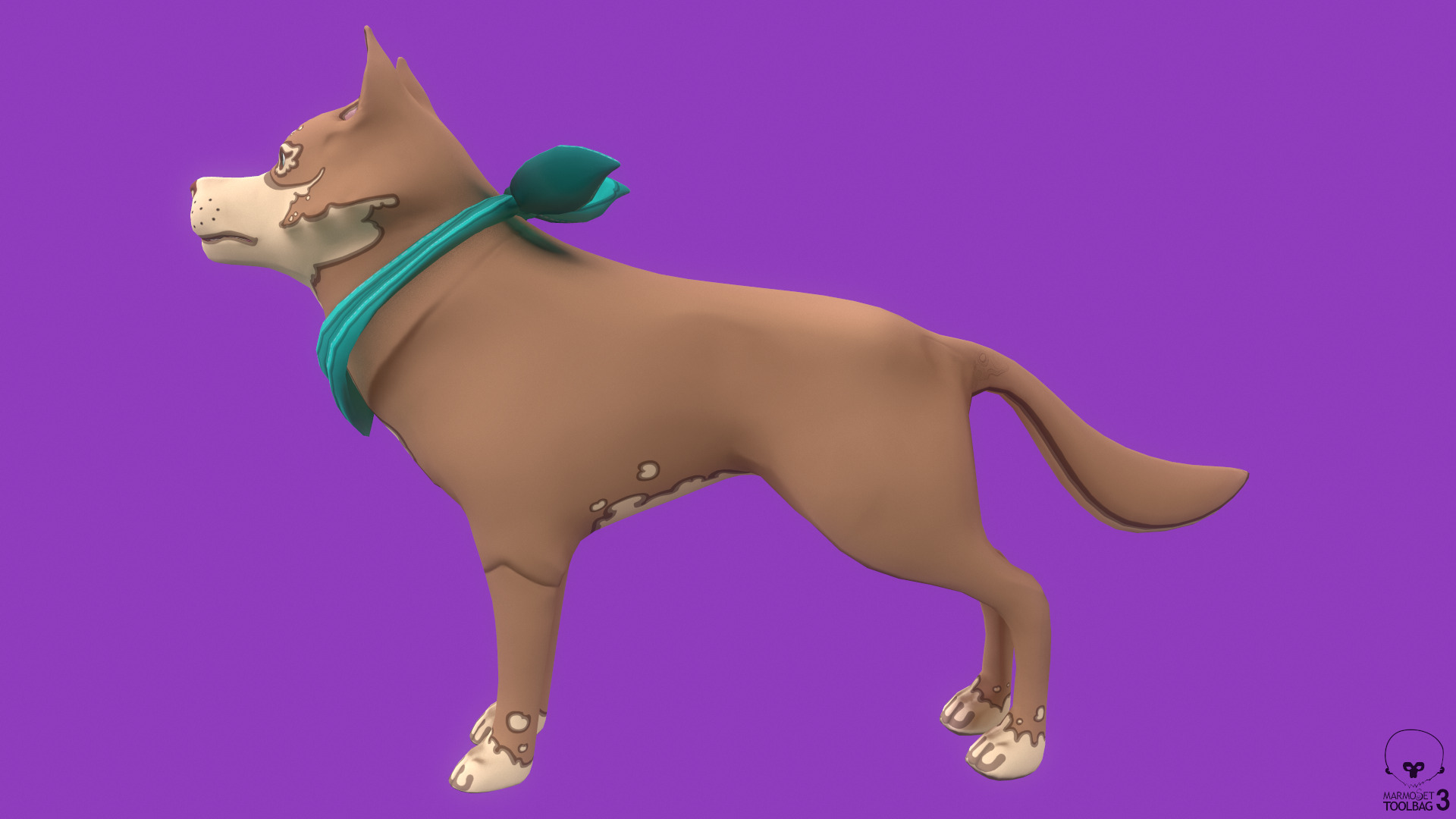 Stylized Light Brown Seberian Husky for Games and Animation Low-poly 3D model_3