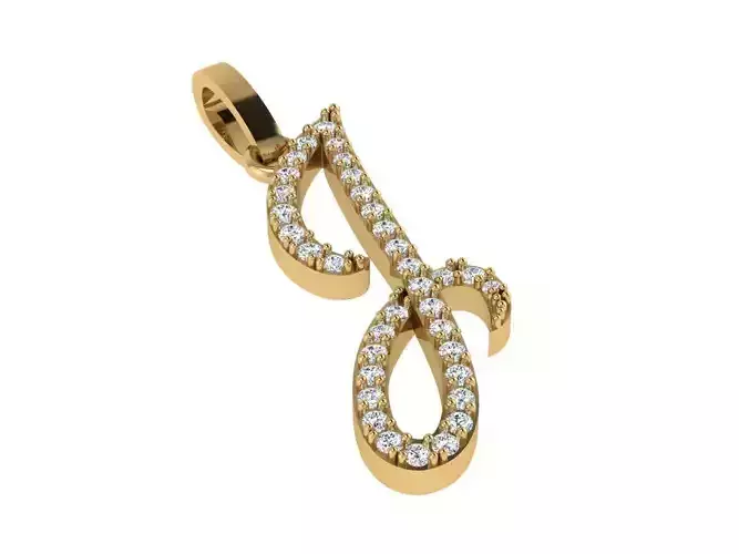 J letter pendant unisex 3D print model