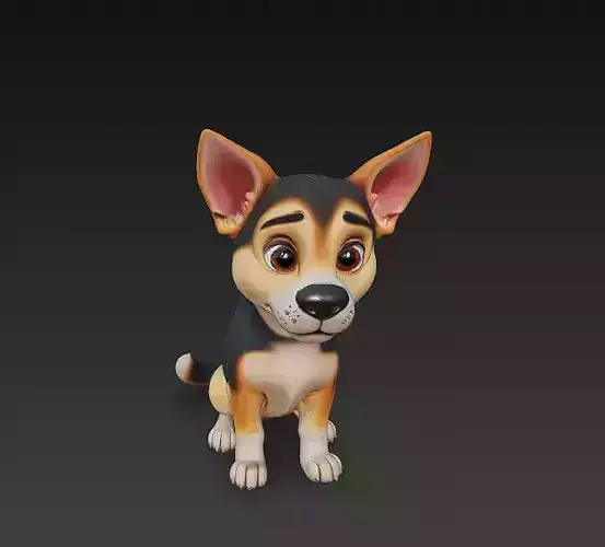 Dog Puppy Realistic 3D Model - Low Poly Realistic