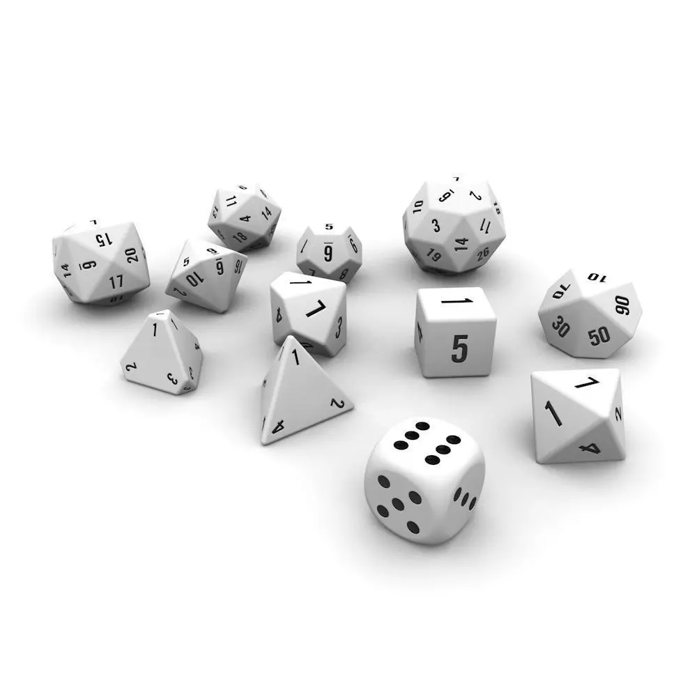 Polyhedral Dice Set - White Low-poly 3D model_0