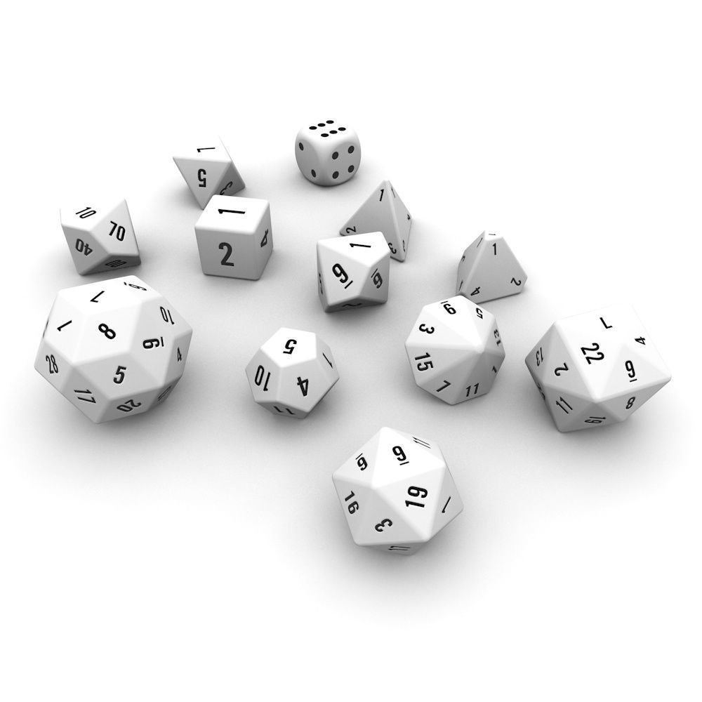 Polyhedral Dice Set - White Low-poly 3D model_2