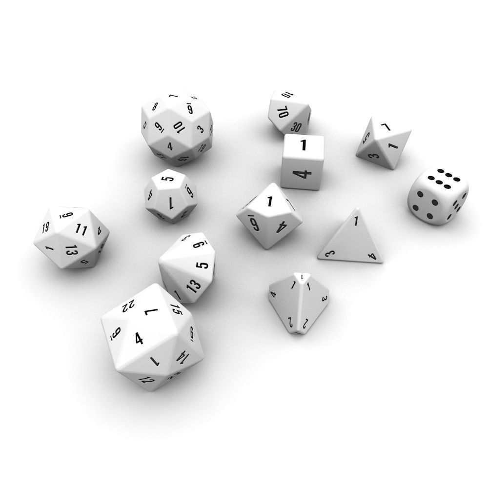 Polyhedral Dice Set - White Low-poly 3D model_1