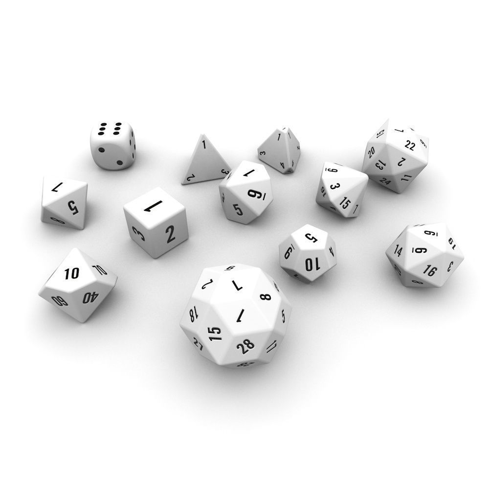 Polyhedral Dice Set - White Low-poly 3D model_3