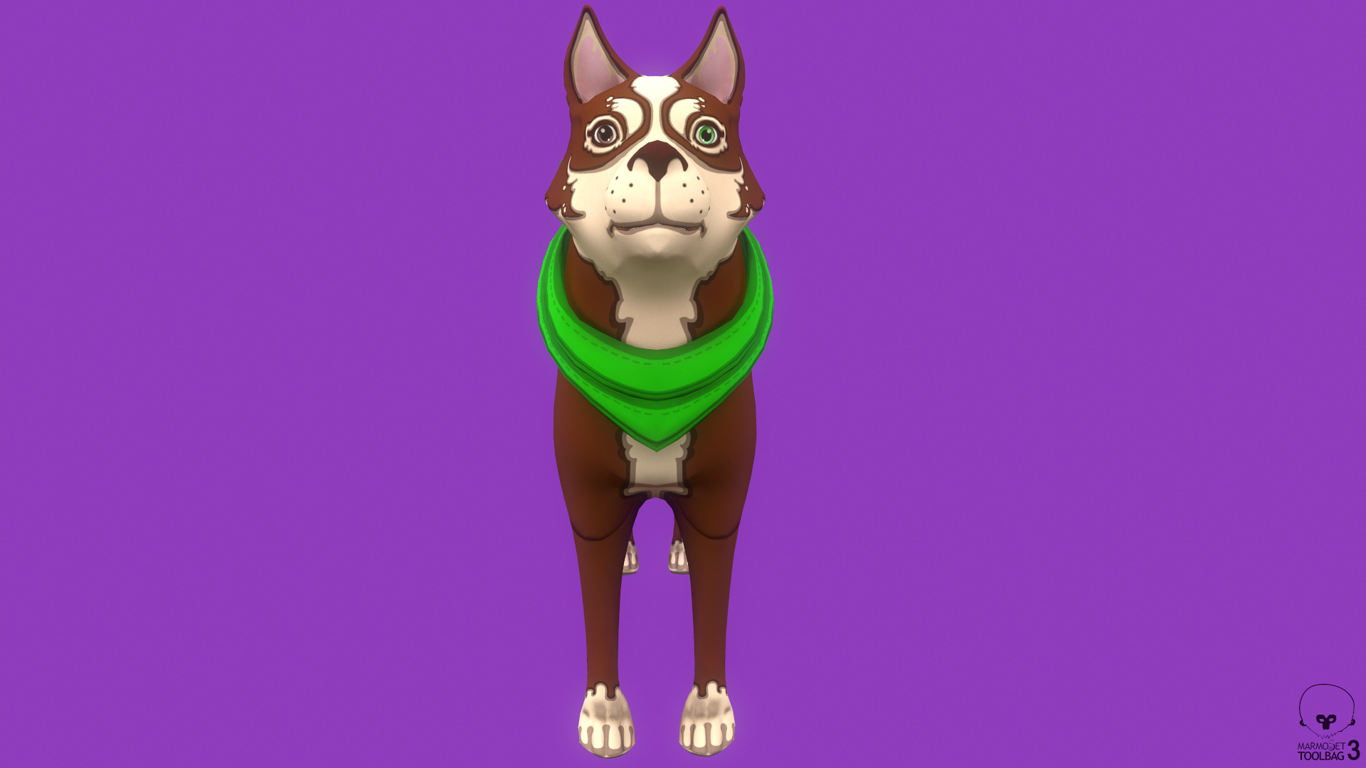 Stylized Brown Seberian Husky for Games and Animation Low-poly 3D model_2