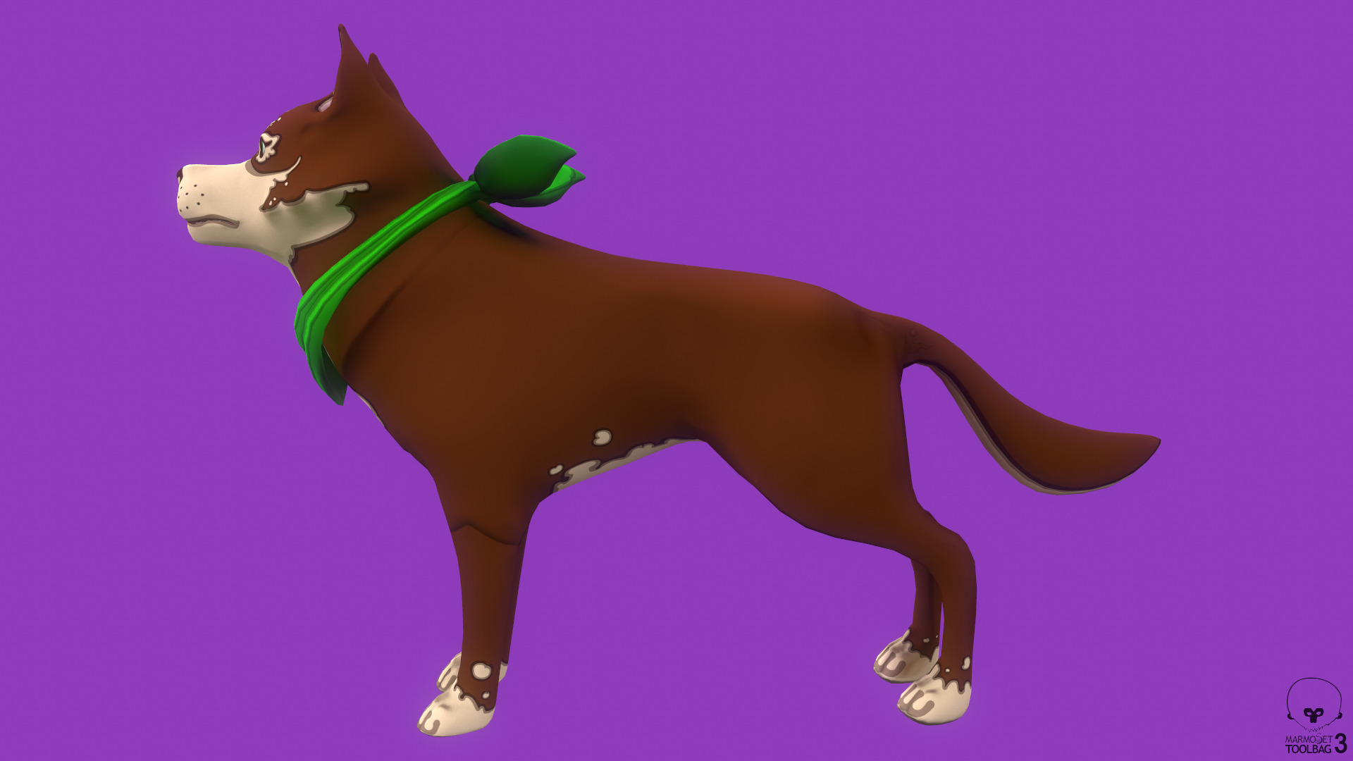 Stylized Brown Seberian Husky for Games and Animation Low-poly 3D model_3