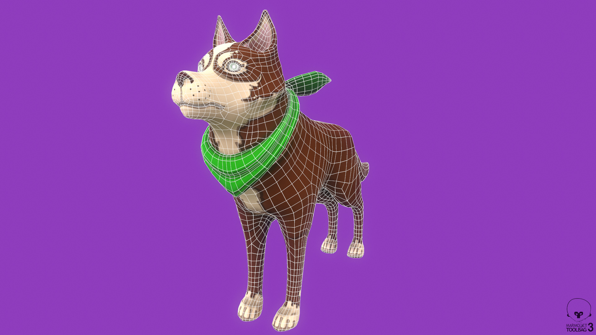 Stylized Brown Seberian Husky for Games and Animation Low-poly 3D model_6