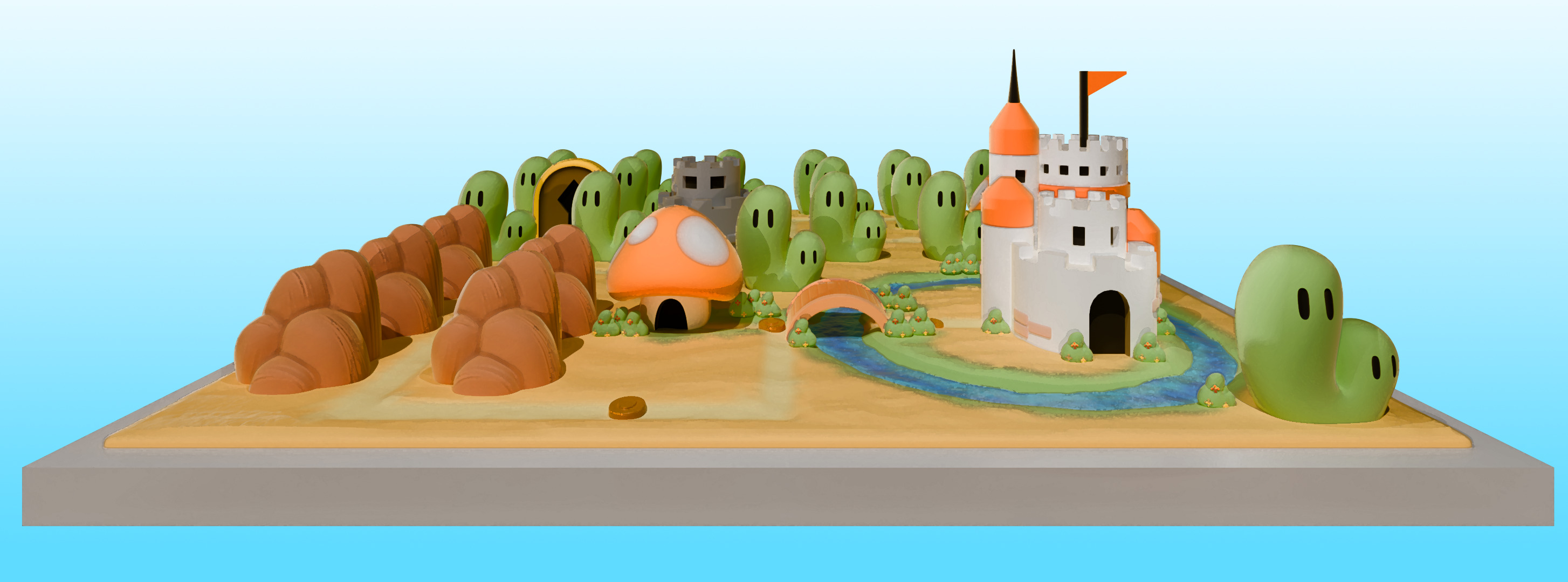 Super Mario Bros 3 World 1 3D print model_2