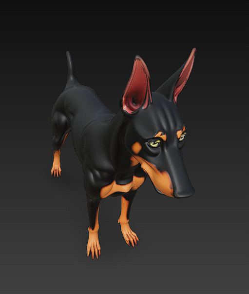 Dog Doberman Realistic 3D Model - Low Poly Realistic Low-poly 3D model_1