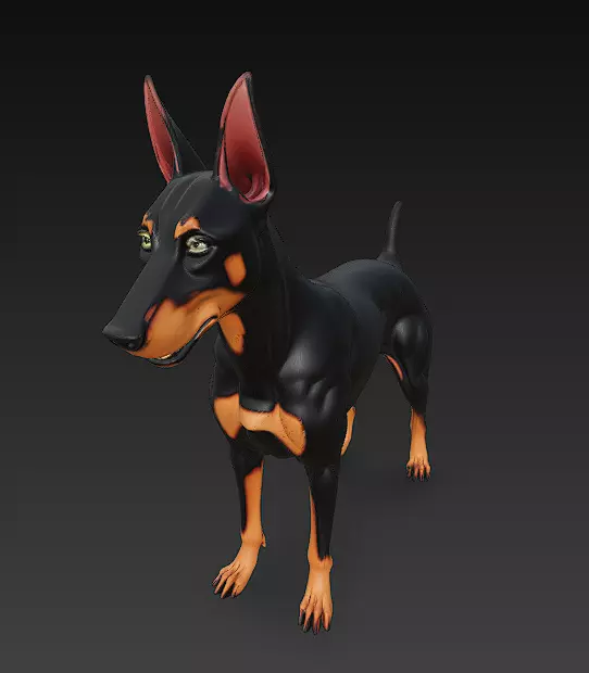 Dog Doberman Realistic 3D Model - Low Poly Realistic Low-poly 3D model_0