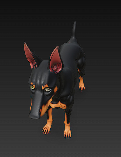 Dog Doberman Realistic 3D Model - Low Poly Realistic Low-poly 3D model_2