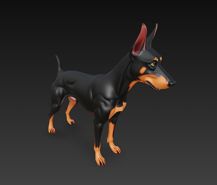 Dog Doberman Realistic 3D Model - Low Poly Realistic Low-poly 3D model_3