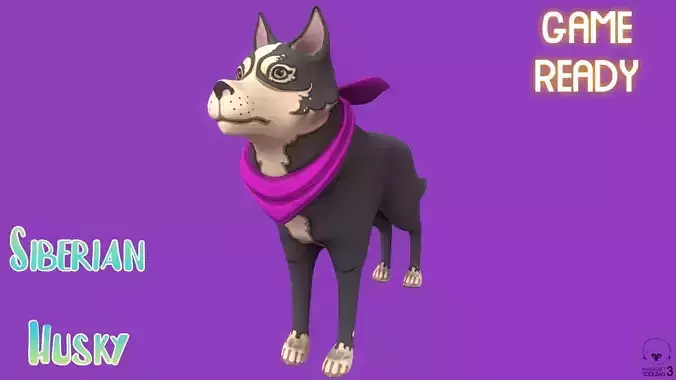 Stylized Grey Seberian Husky for Games and Animation Low-poly 3D model Stylized Grey Seberian Husky for Games and Animation Low-poly 3D model