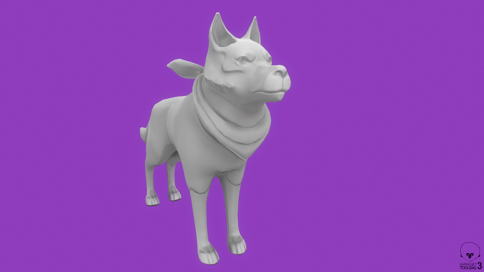 Stylized Grey Seberian Husky for Games and Animation Low-poly 3D model_8