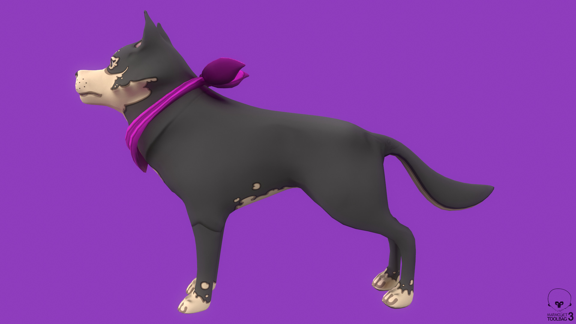 Stylized Grey Seberian Husky for Games and Animation Low-poly 3D model_3