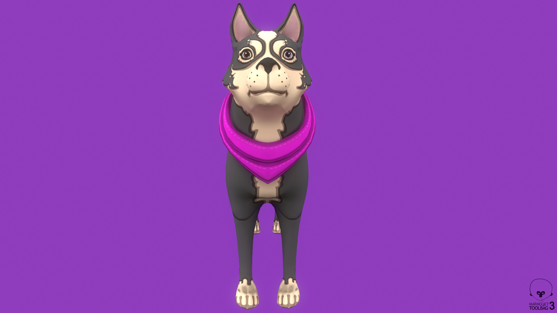 Stylized Grey Seberian Husky for Games and Animation Low-poly 3D model_2