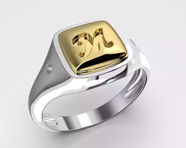 Jewelry Signet Ring letter M - Printable STL