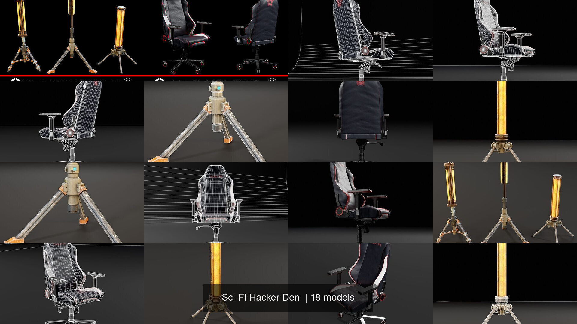 Sci-Fi Hacker Den 3D Model Collection_21