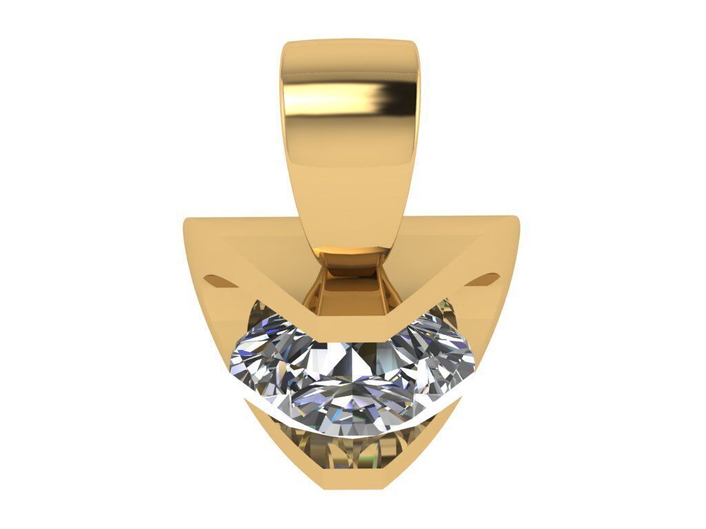 Half bezel wave pendant 3D print model_4