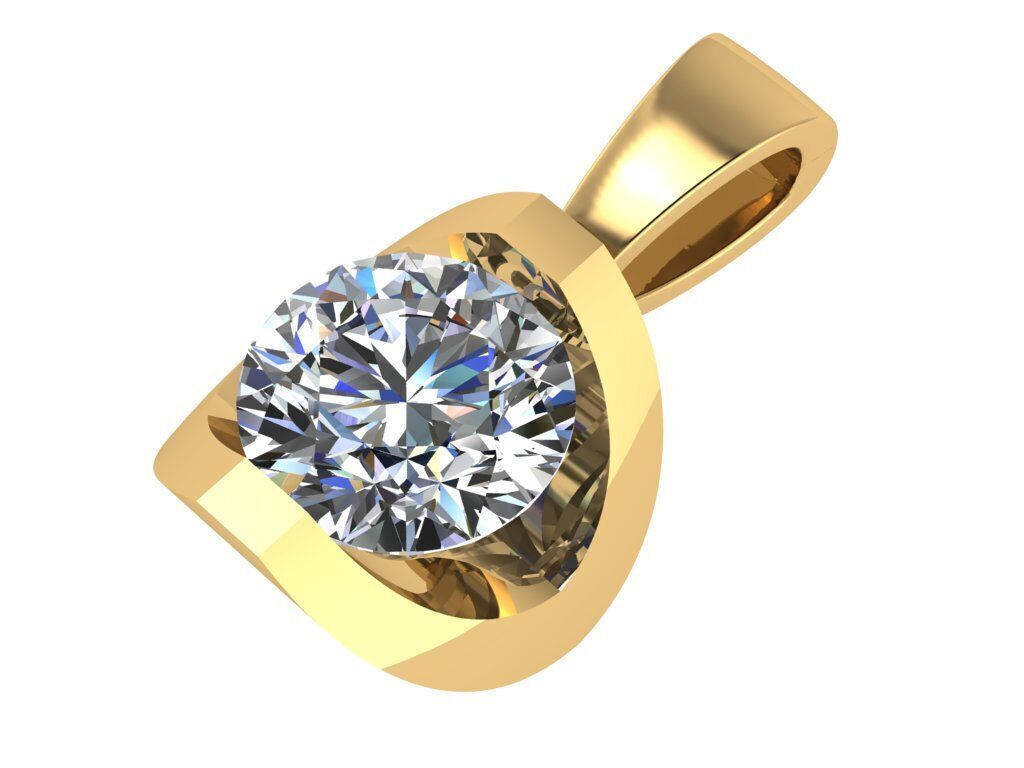 Half bezel wave pendant 3D print model_1