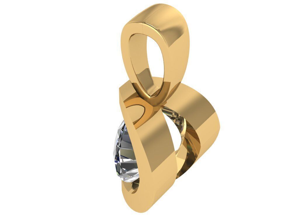 Half bezel wave pendant 3D print model_3