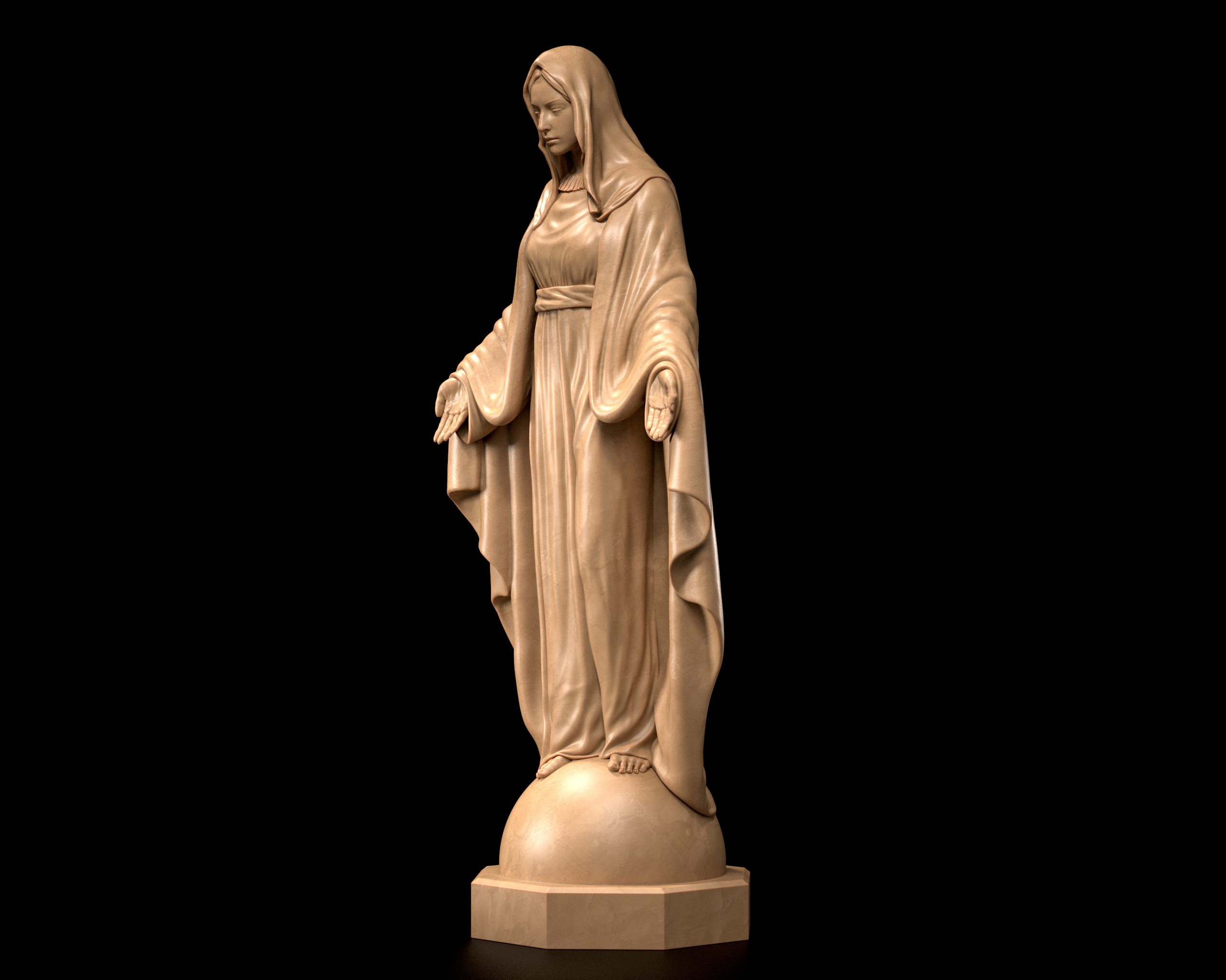 Virgin Mary Statue  3D print model_2