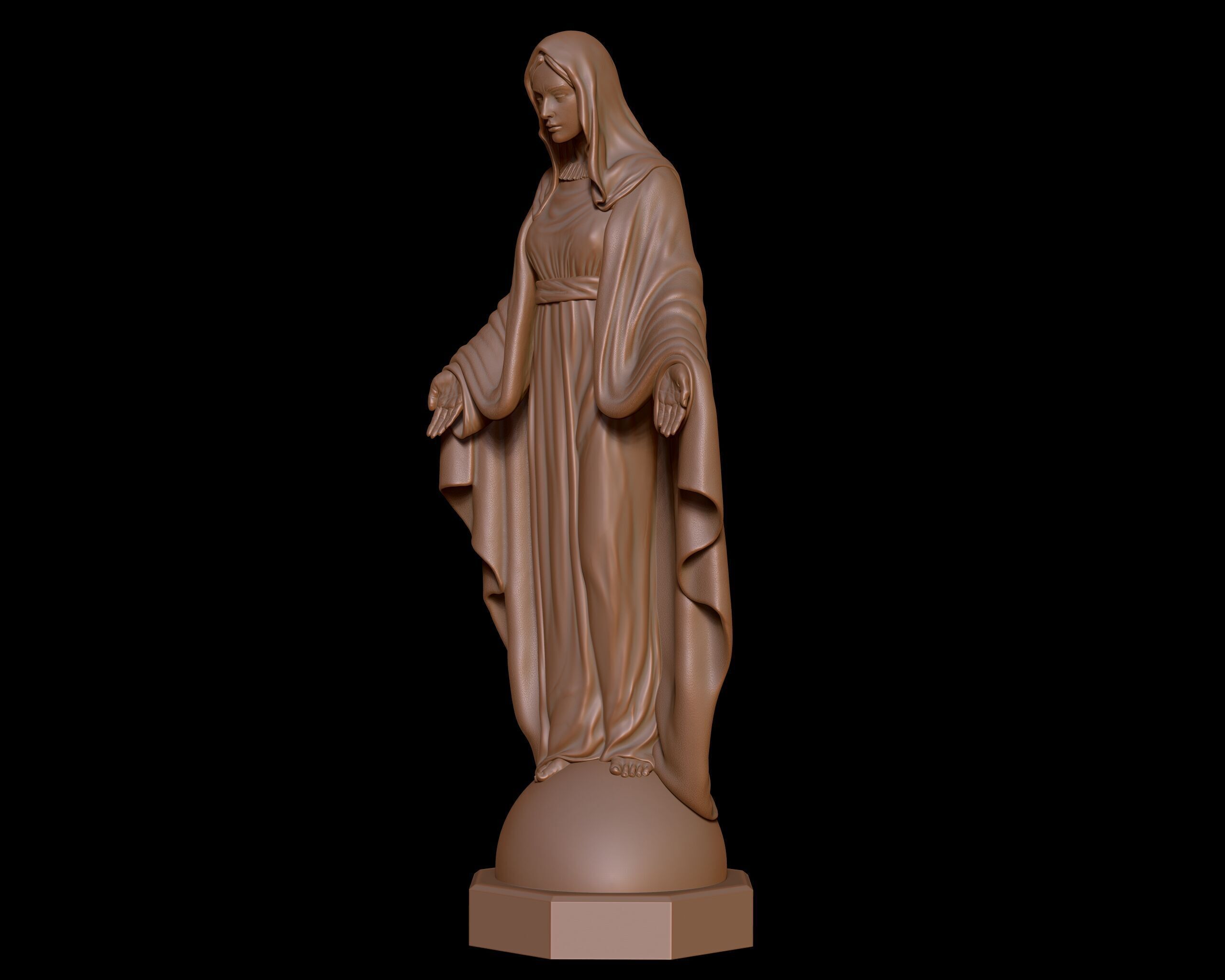 Virgin Mary Statue  3D print model_7