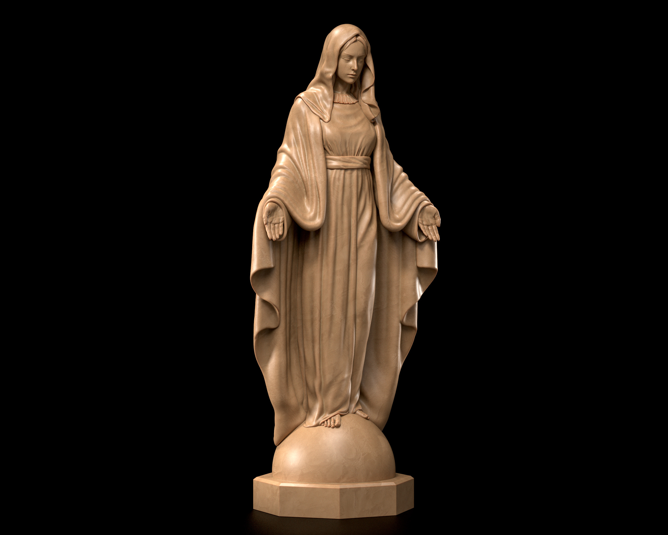 Virgin Mary Statue  3D print model_5