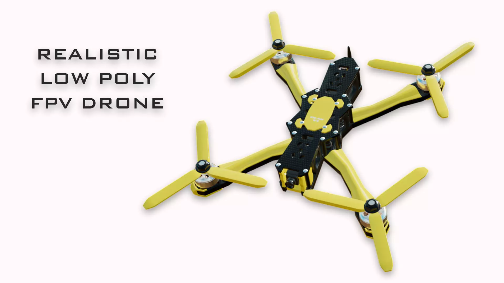 Realistic FPV Drone - 3D Low Poly  Low-poly 3D model_0