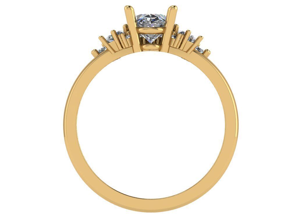 Oval solitare with weeding band set 3D print model_1