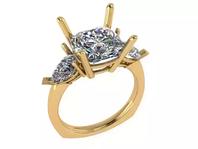 Thrinity ring center pear shape on each side with europian shank