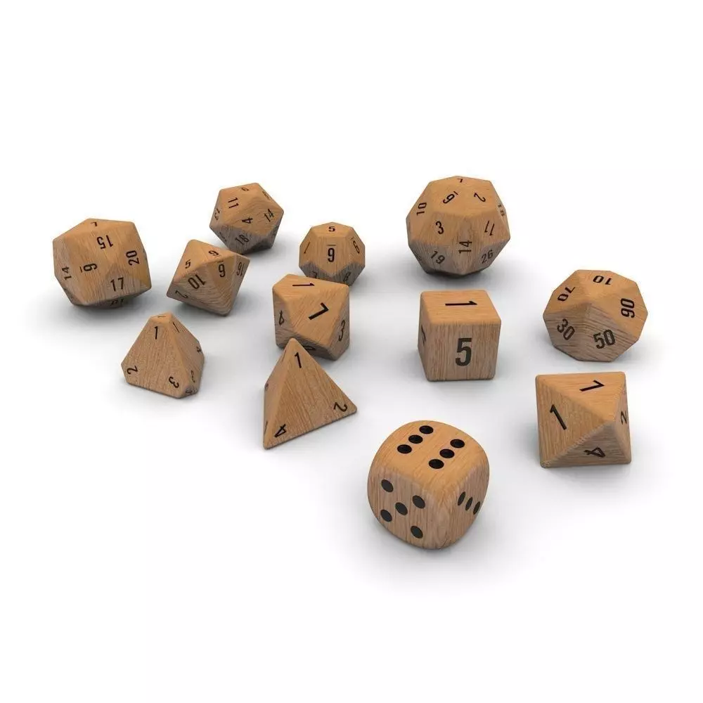 Polyhedral Dice Set - Wood Low-poly 3D model_0