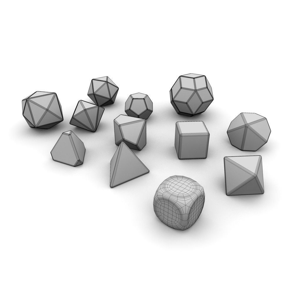 Polyhedral Dice Set - Wood Low-poly 3D model_8