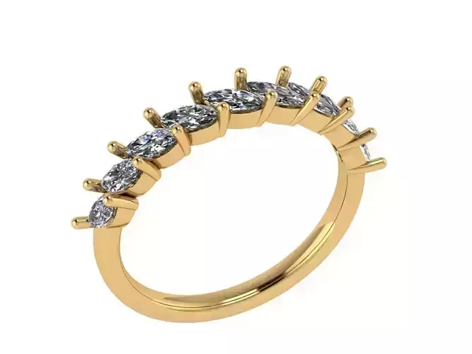 Marquise band angle shape half way 3D print model