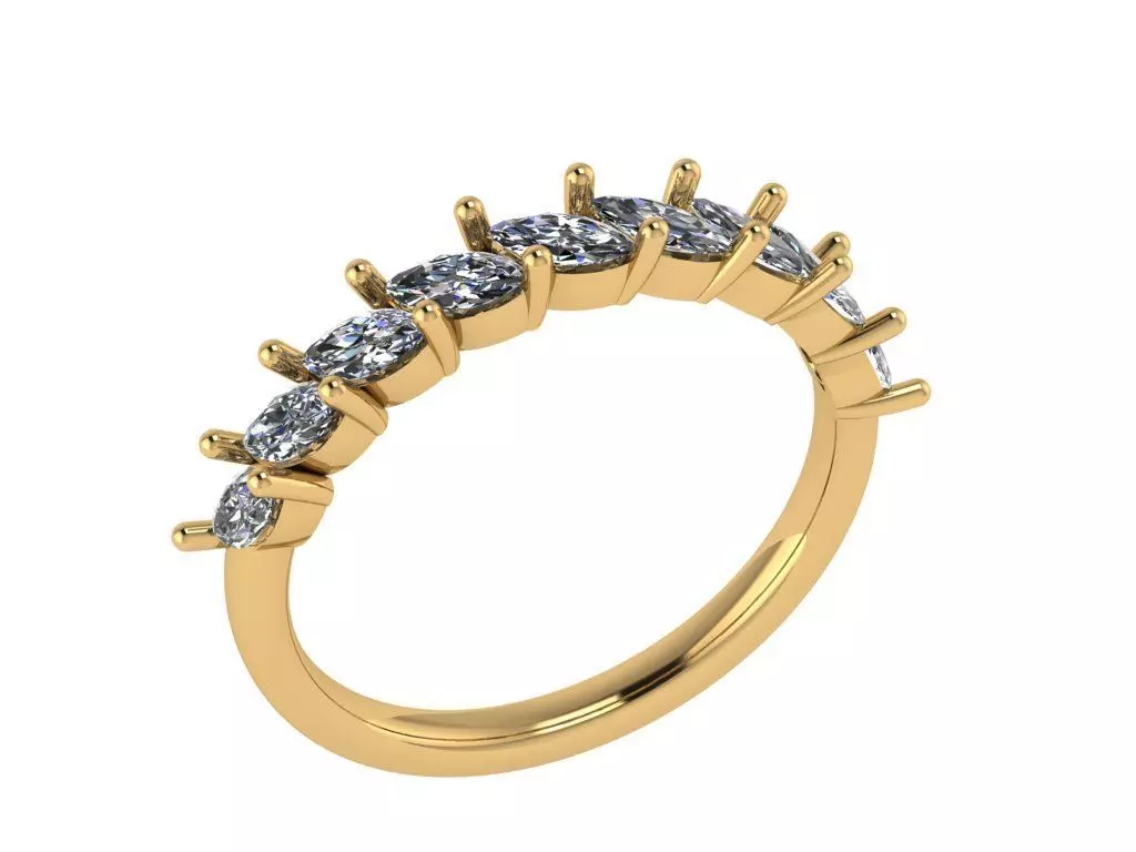 Marquise band angle shape half way 3D print model