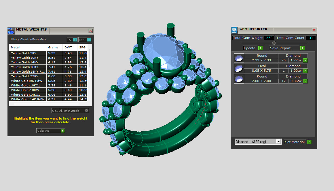 Oval solitare with halo with matching weeding band 3D print model_5