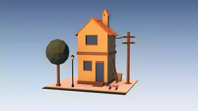 Low Poly 3D House Scene  Stylized Cartoon Building 