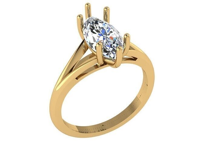 Marquise solitare cathedral split shank ring 3D print model
