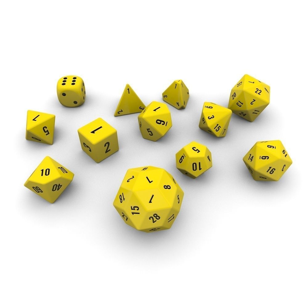 Polyhedral Dice Set - Yellow Low-poly 3D model_3