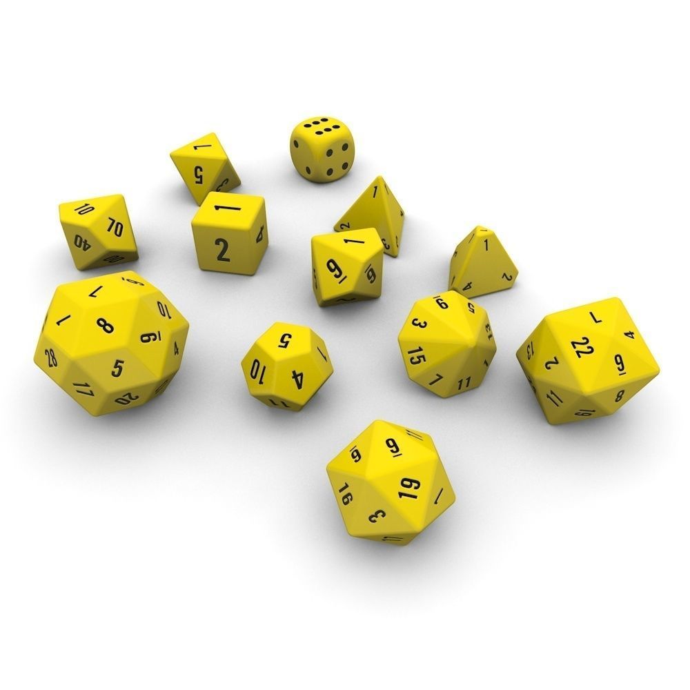 Polyhedral Dice Set - Yellow Low-poly 3D model_2