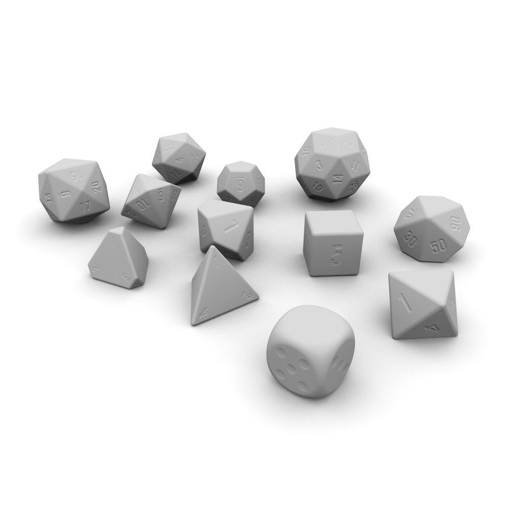 Polyhedral Dice Set - Yellow Low-poly 3D model_4