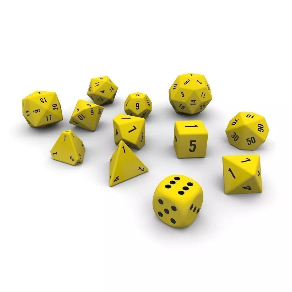 Polyhedral Dice Set - Yellow Low-poly 3D model_0