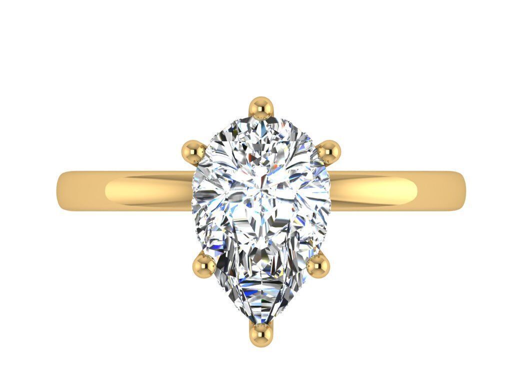 Pear shape solitare with under halo 3D print model_3