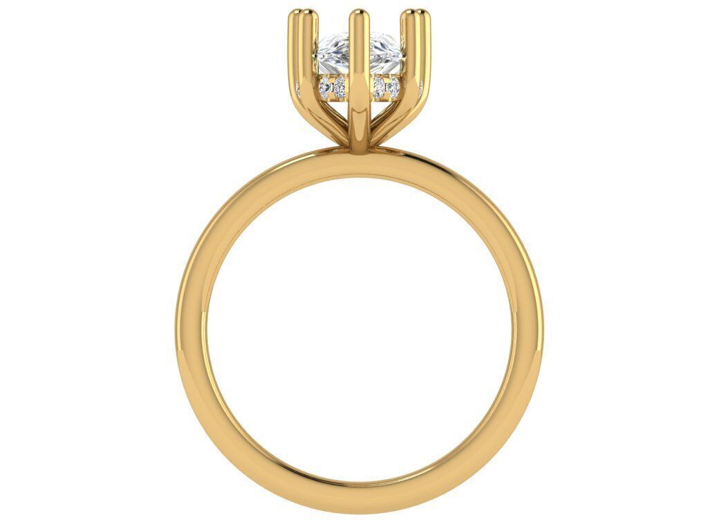 Pear shape solitare with under halo 3D print model_2