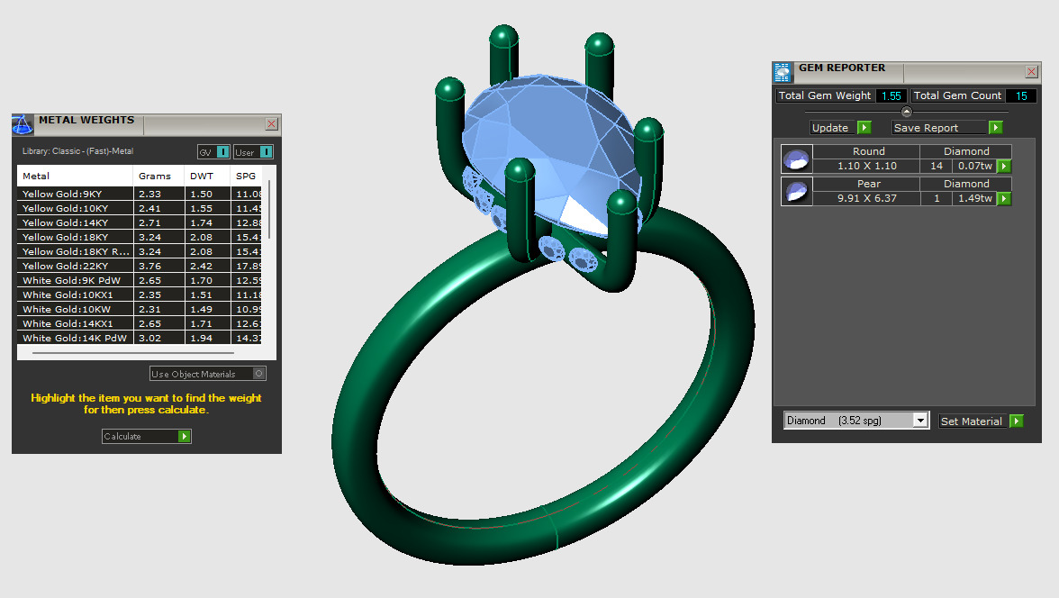 Pear shape solitare with under halo 3D print model_6