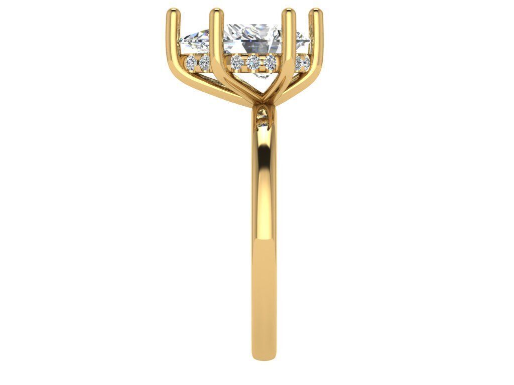 Pear shape solitare with under halo 3D print model_4