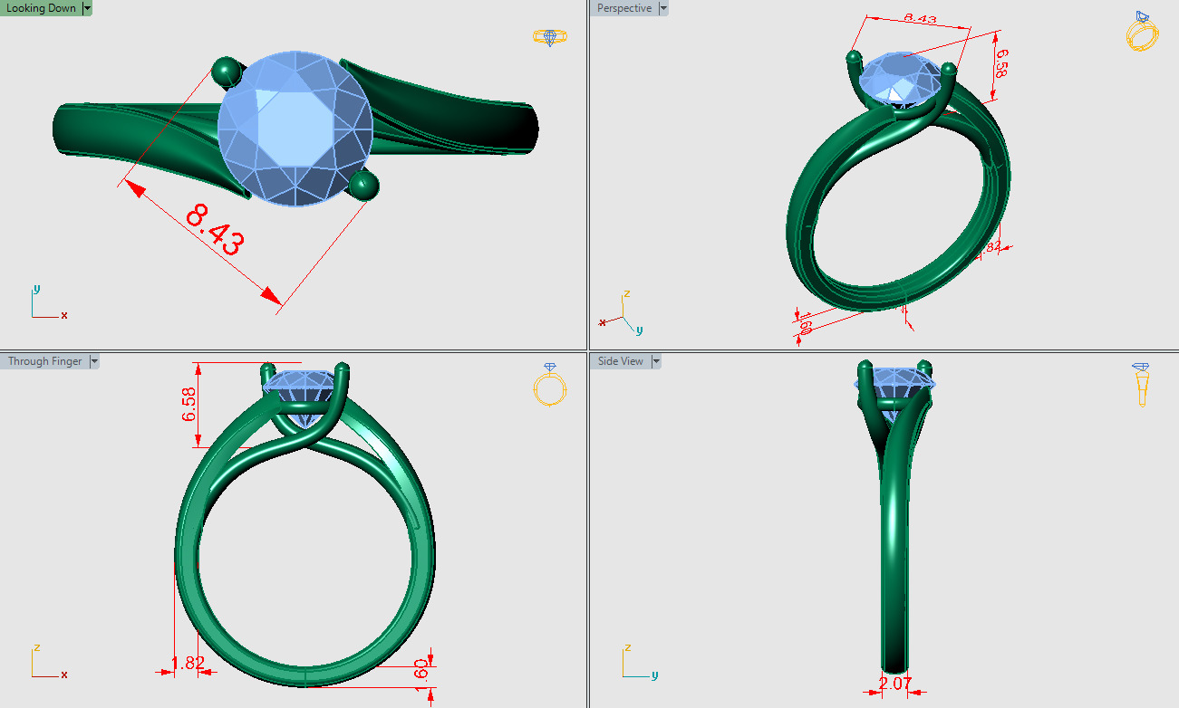 Criss cross two prong solitaire 3D print model_4